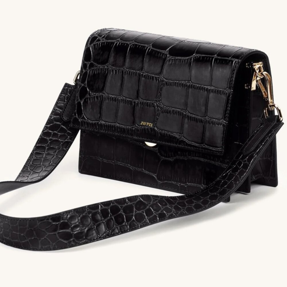 NEW JW PEI Mini Flap Crossbody - Black Croc